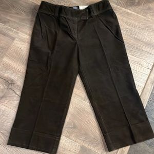NEW Ann Taylor Lindsay BROWN corduroy capri PANTS sits lower on waist size 8 med